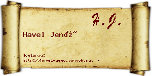 Havel Jenő névjegykártya
